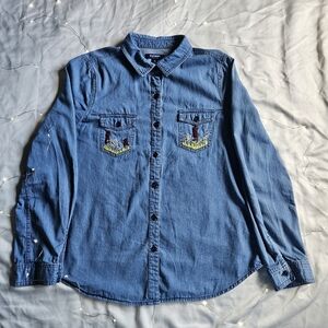 Hand Embroidered Old Navy Denim Shirt